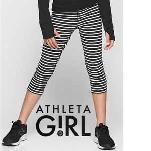 Athleta Black & White Stripe Chit Chat Legging